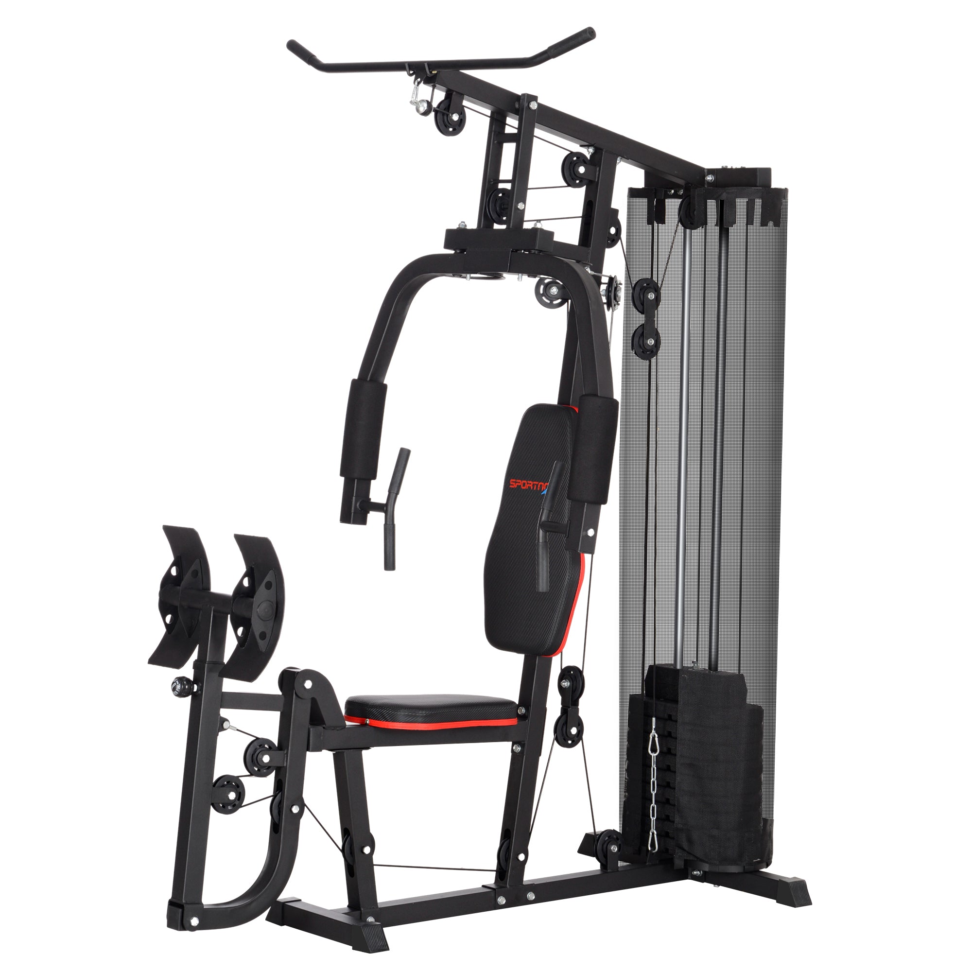 Weights Machine, Multi Gym with 45kg Weight Stack, Compact Home Gym Leg Press Machine for Full Body Training