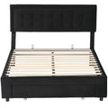 Double Ottoman Bed Frame, with Front Drawer - Black