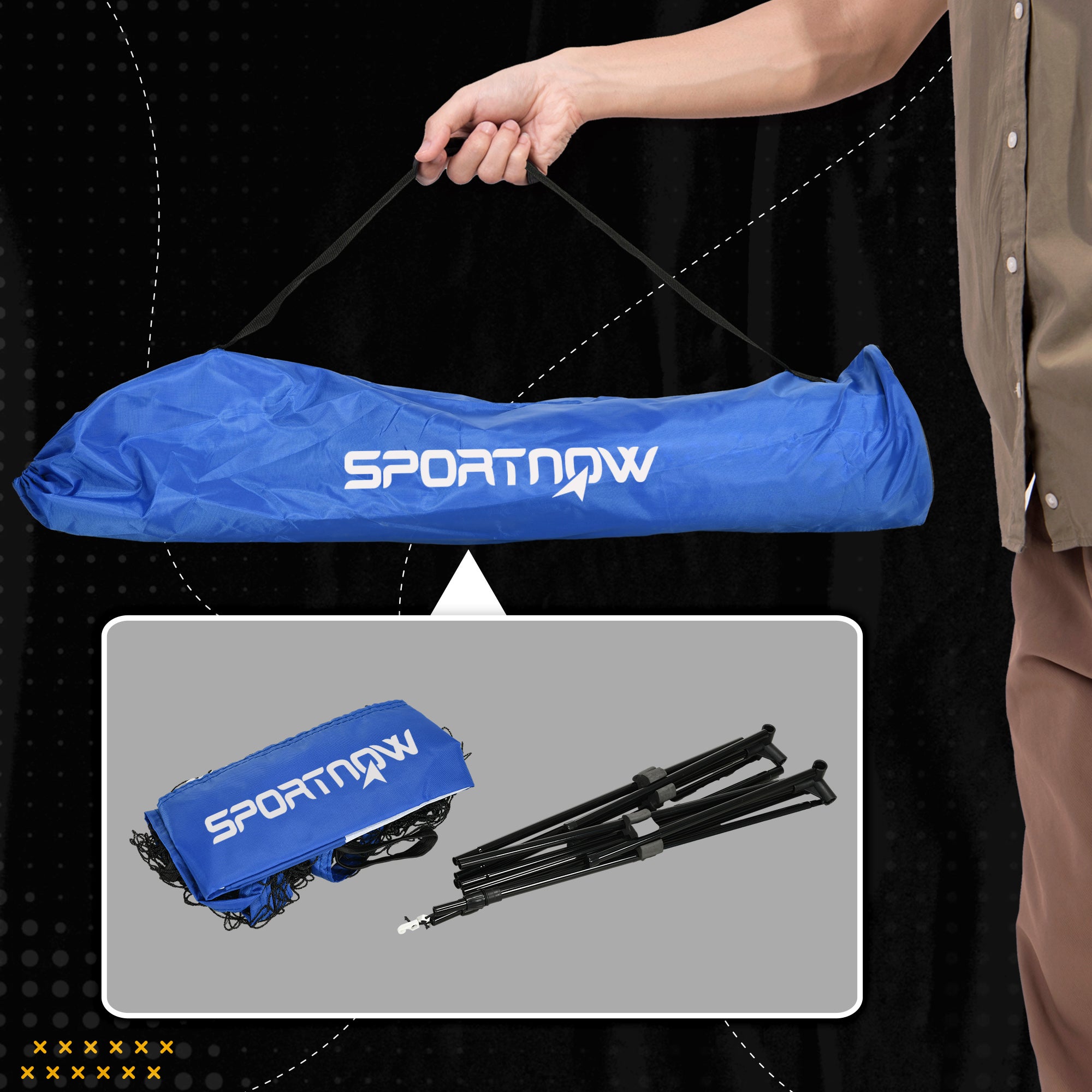 4m Adjustable Height Badminton and Sports Net with Carry Bag - Blue
