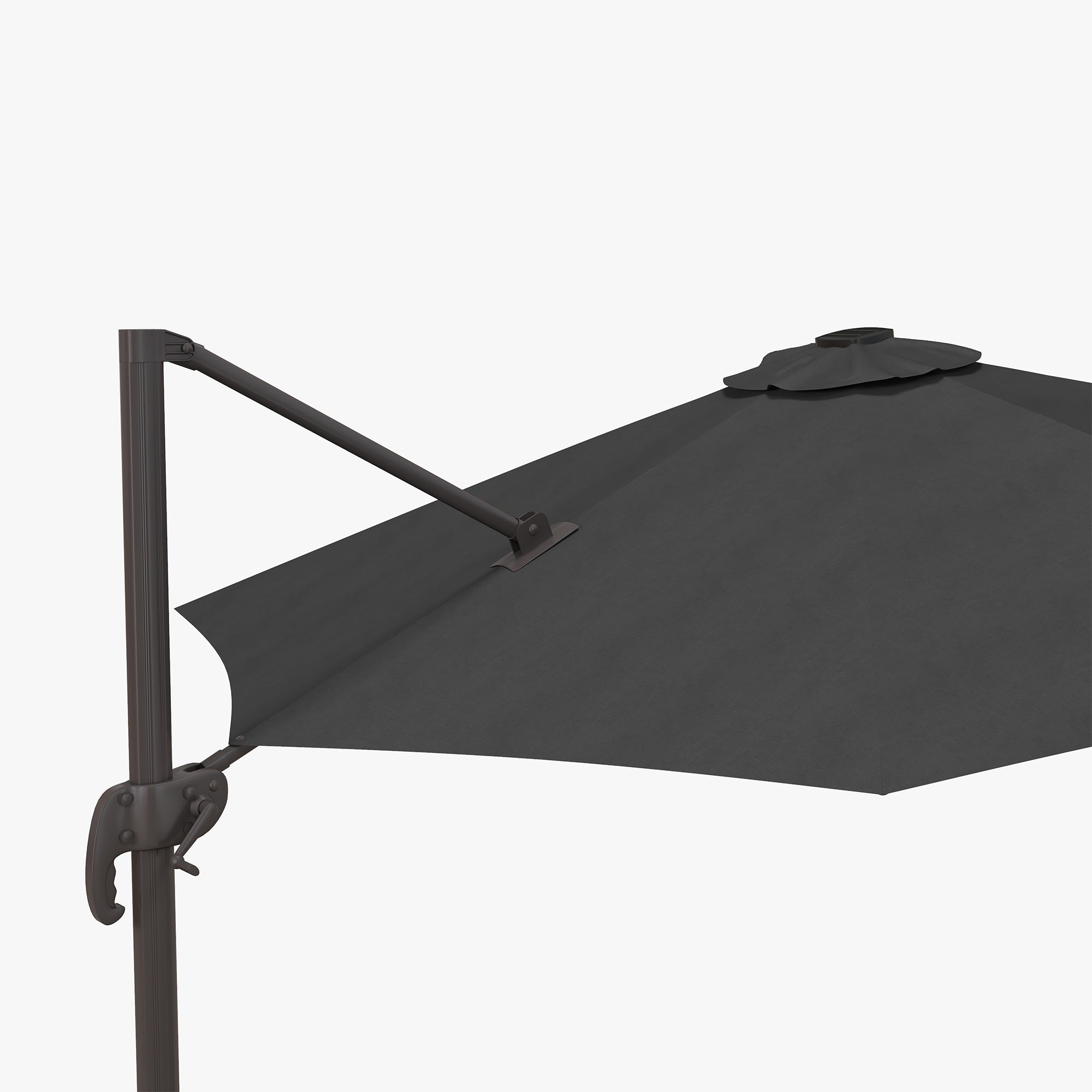 Cantilever Parasol, with LED Lights and Cross Base - Dark Grey