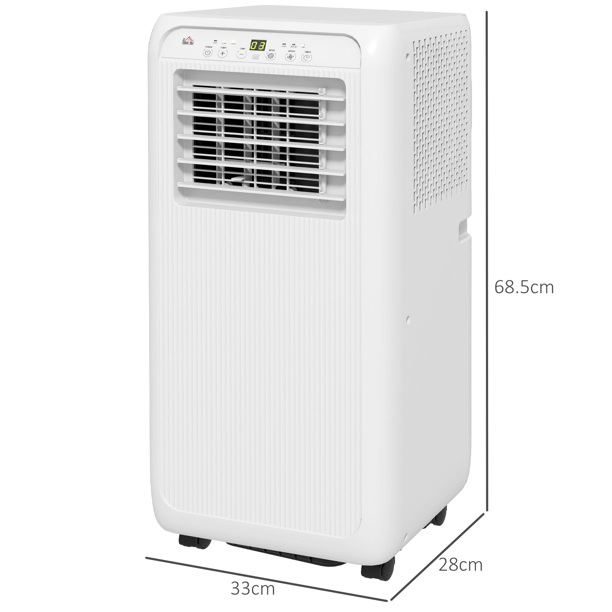 9,000 BTU Mobile Air Conditioner for Room up to 20m², with Dehumidifier, 24H Timer, Wheels, Window Mount Kit