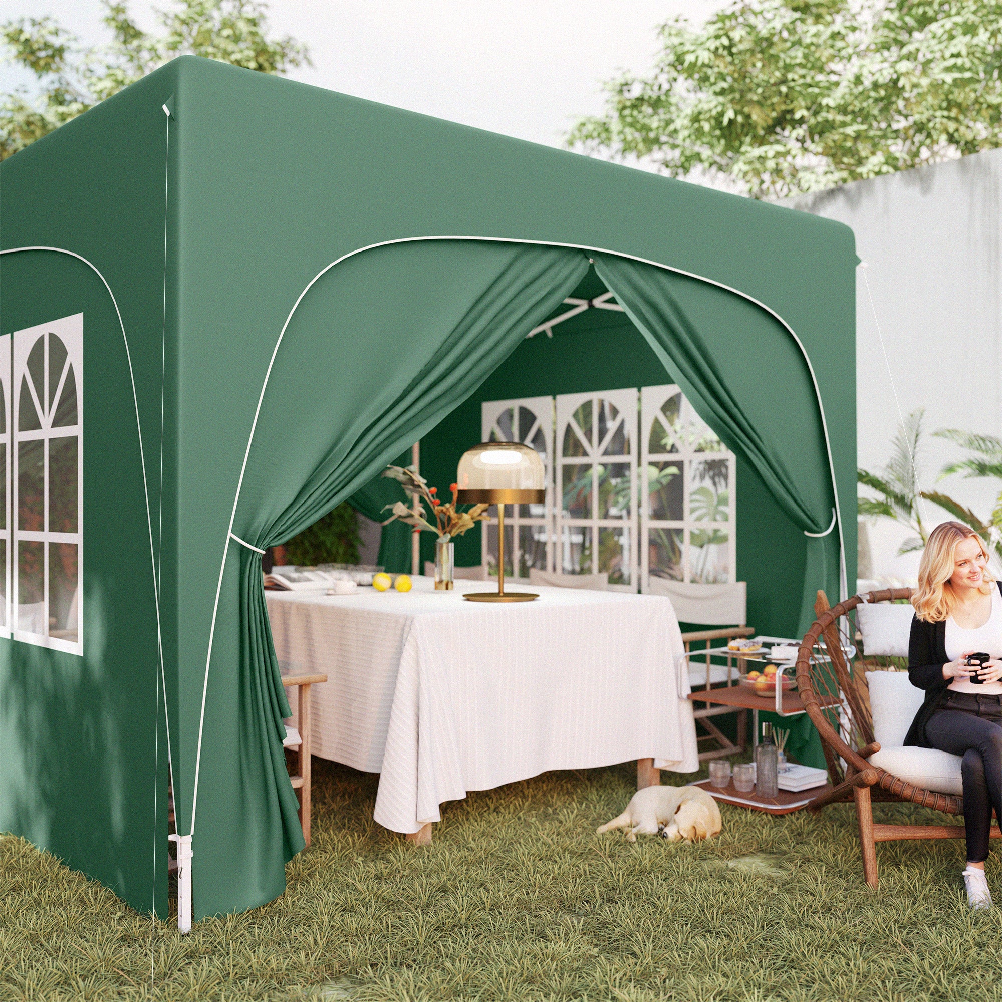 3 x 3m Pop-Up Gazebo Shelter with UPF50+ Canopy - Dark Green