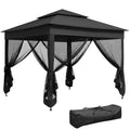 3 x 3(m) Pop Up Gazebo, Double-roof Garden Tent with Netting and Carry Bag, Party Event Shelter, Black