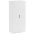 Double Paneled Wardrobe with Shelves for Extra Storage - White