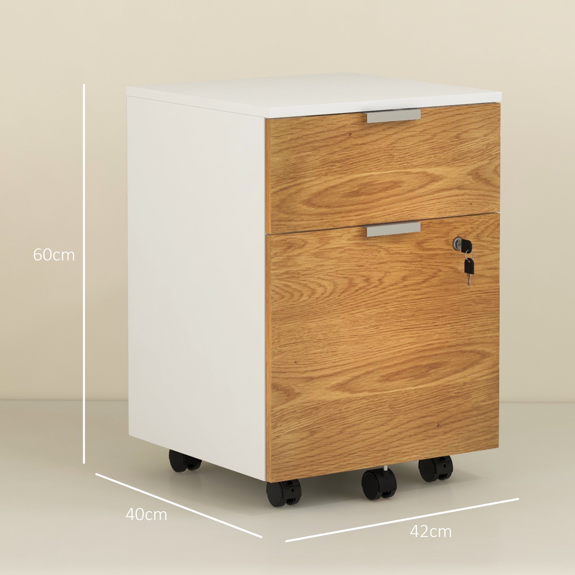 Two-Drawer Lockable Filing Cabinet - Wood Effect