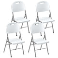Set of 4 Foldable Steel Frame Outdoor Chairs - White