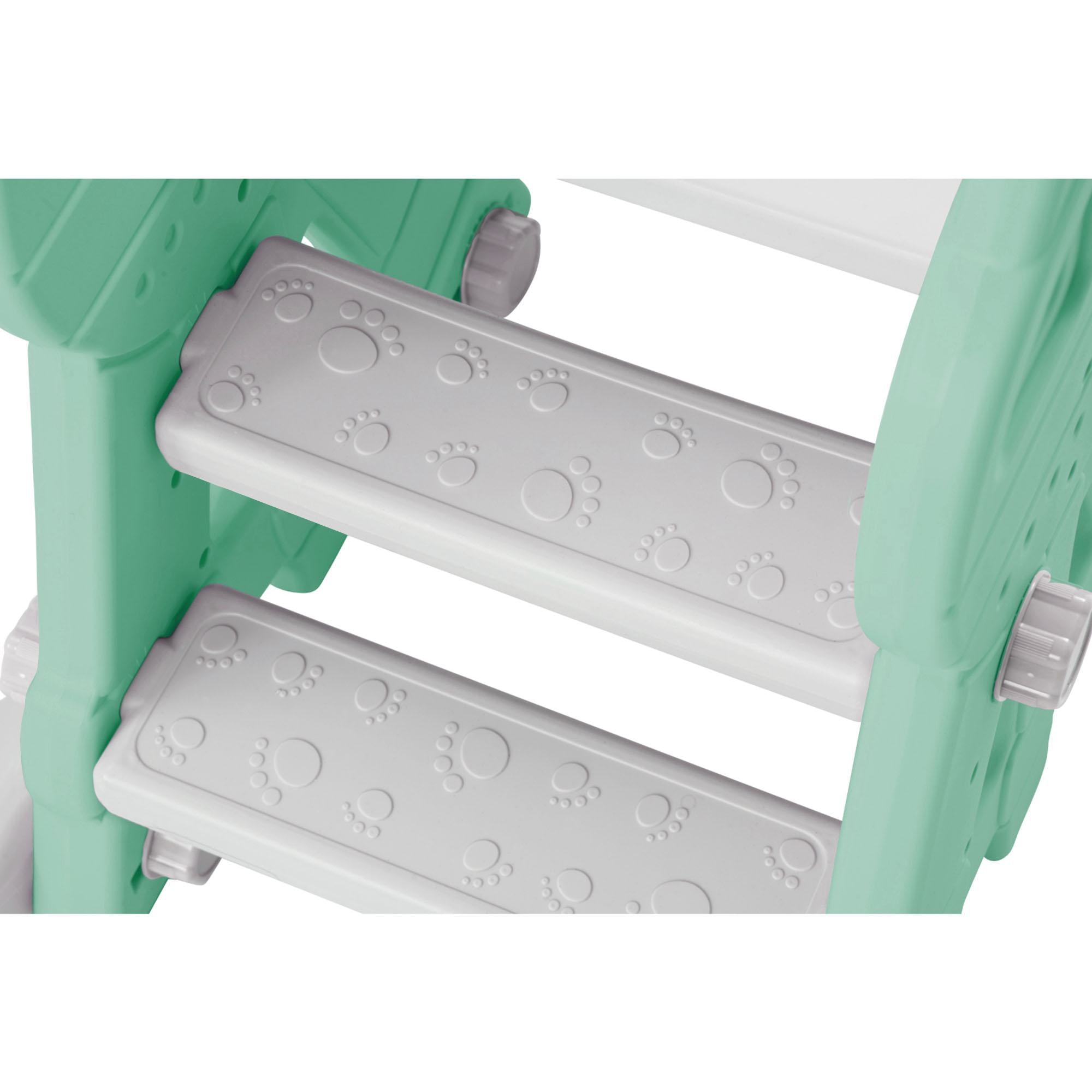 4-in-1 Children's Slide and Swing Set with Basketball Hoop and Climbing Ladder, Garden Slide Toddlers Climber, 140L x 118W x 102H cm, Green