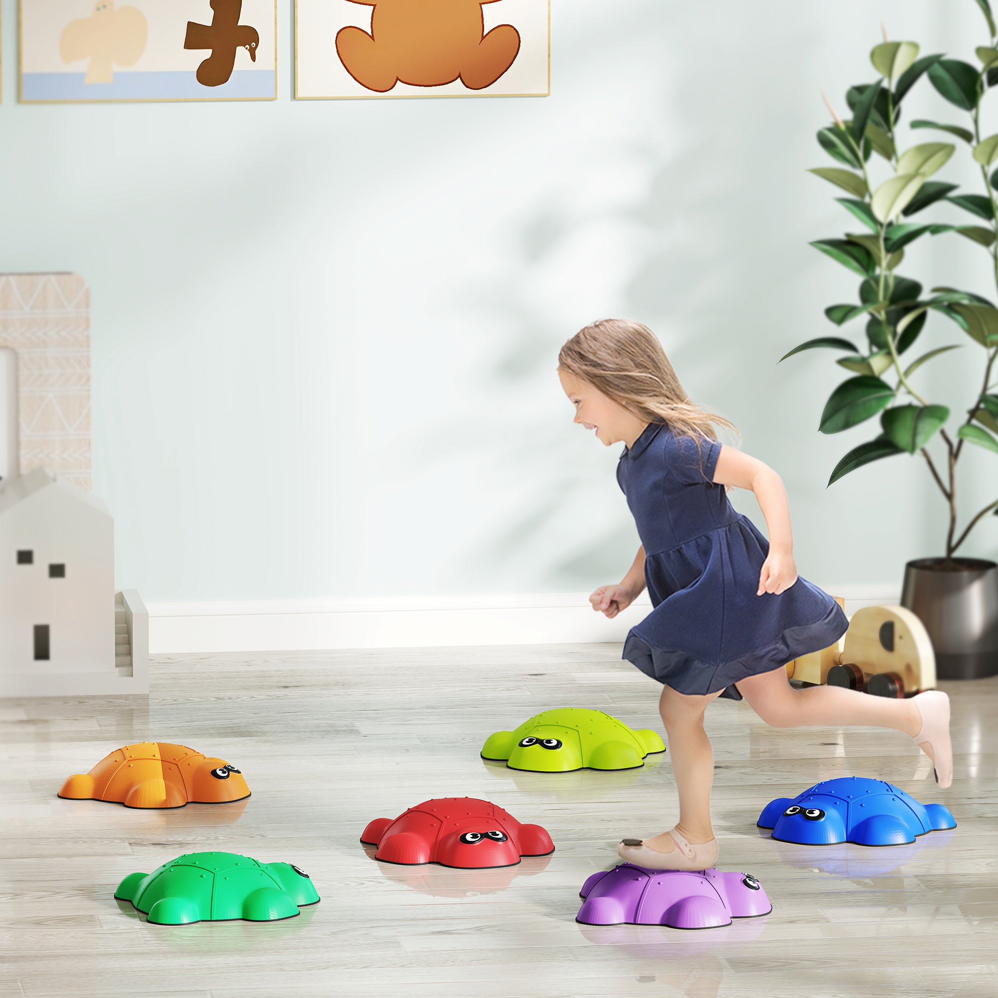 6 PCS Balance Stepping Stones with Non-slip Edge, Indoor Outdoor Obstacle Courses for Kids Ages 3-8 Years, Multicoloured