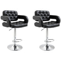 Set of 2 PU Leather Upholstered Swivel Bar Stool, Height Adjustable Barstool with Back, Armrest, Footrest for Kitchen