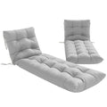 Sun Lounger Cushions Only, Garden Lounge Chair Cushions Set of 2, Sunbed Replacement Pads with 4 Ties, Light Grey