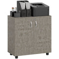 Two-Tier Locking Office Storage Cabinet with Keys - Grey