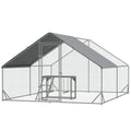 Walk-In Chicken Run 3x4x2m with Activity Shelf and Cover - Silver Grey