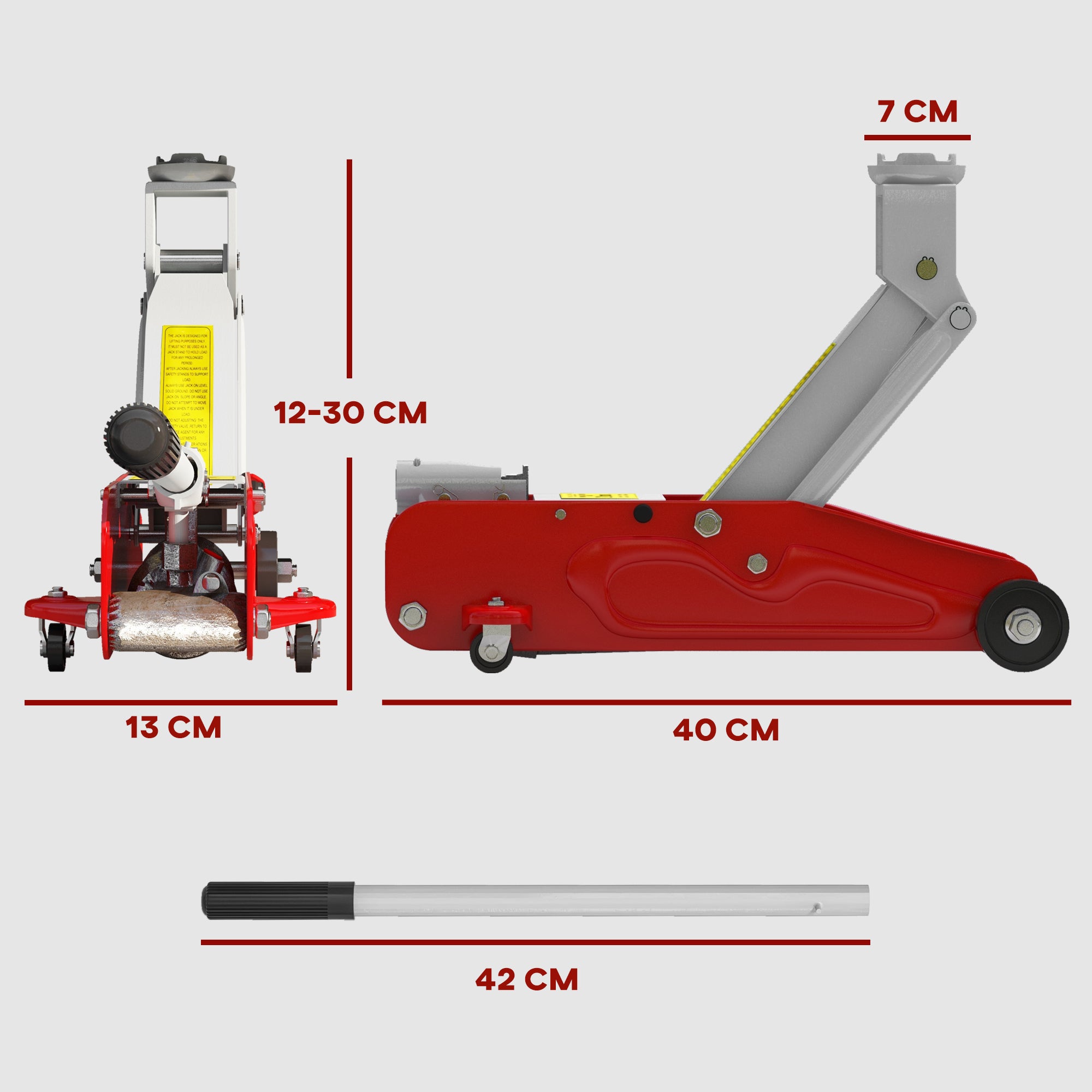 Low Profile Jack, 2 Ton Hydraulic Car Jack for Car Trailer Garage Tyre Repair, Red