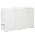 High Gloss Frame Sideboard with 2 Drawers Push-Open Design for Living Room & Bedroom - White