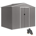 8 x 6ft Galvanised Steel Shed, with Double Door - Light Grey