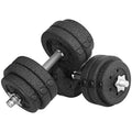 30kg Adjustable Dumbbells Set with Chrome Finish Bars for Home Gym - Black
