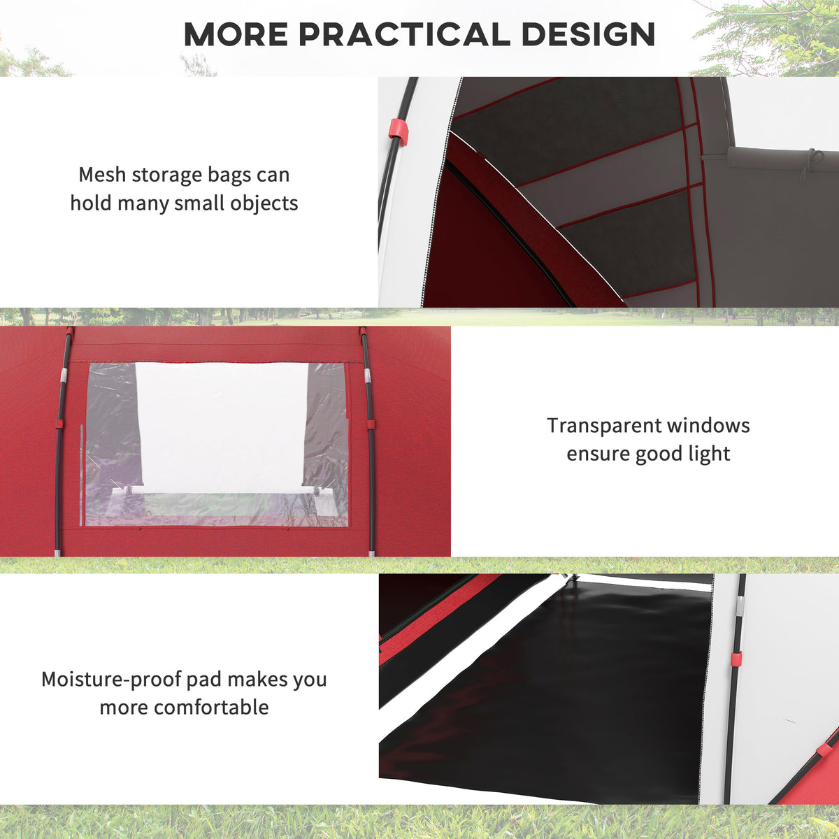 4-6 Man UV Protection Camping Tent - Grey and Red