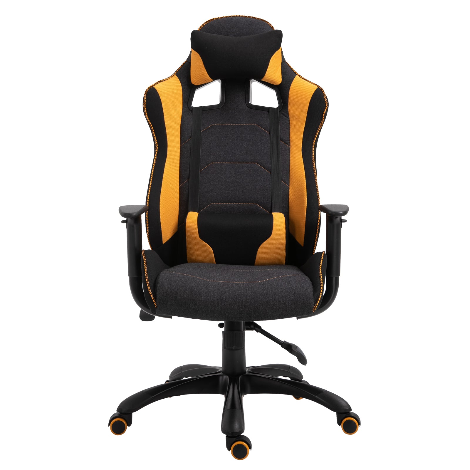 Polyester Ergonomic Gaming Chair w/ Adjustable Pillow Orange