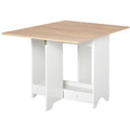 Foldable Drop-Leaf Dining Table with Storage Shelf for Kitchen & Dining Room - Neutral