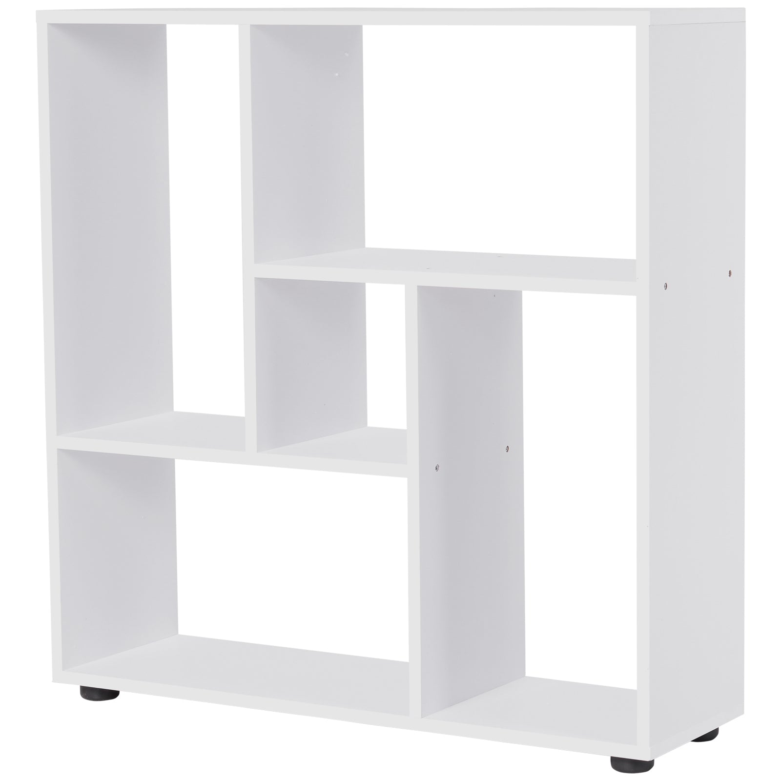 Particle Board 5-Unit Grid Bookcase w/ Melamine Foot Pads White