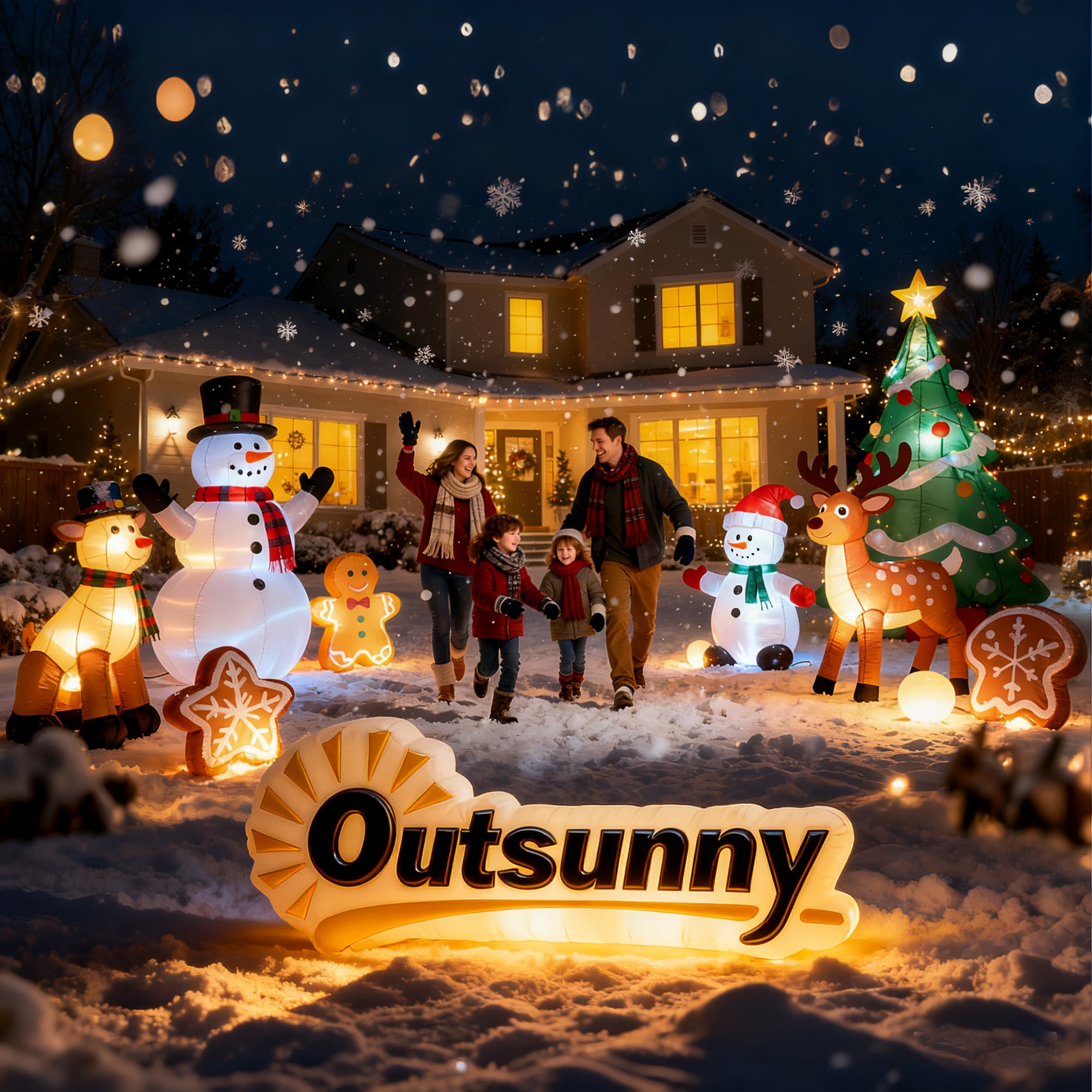 7FT Hanging Christmas Inflatable Santa with Dog, Christmas Blow Up Decoration with Built-in LED Lights for Garden, Indoor Outdoor Home Decor