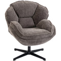 Modern Wingback Accent Chair, Velvet Armchair with Four-Star Base, S-Springs, Swivel, Grey