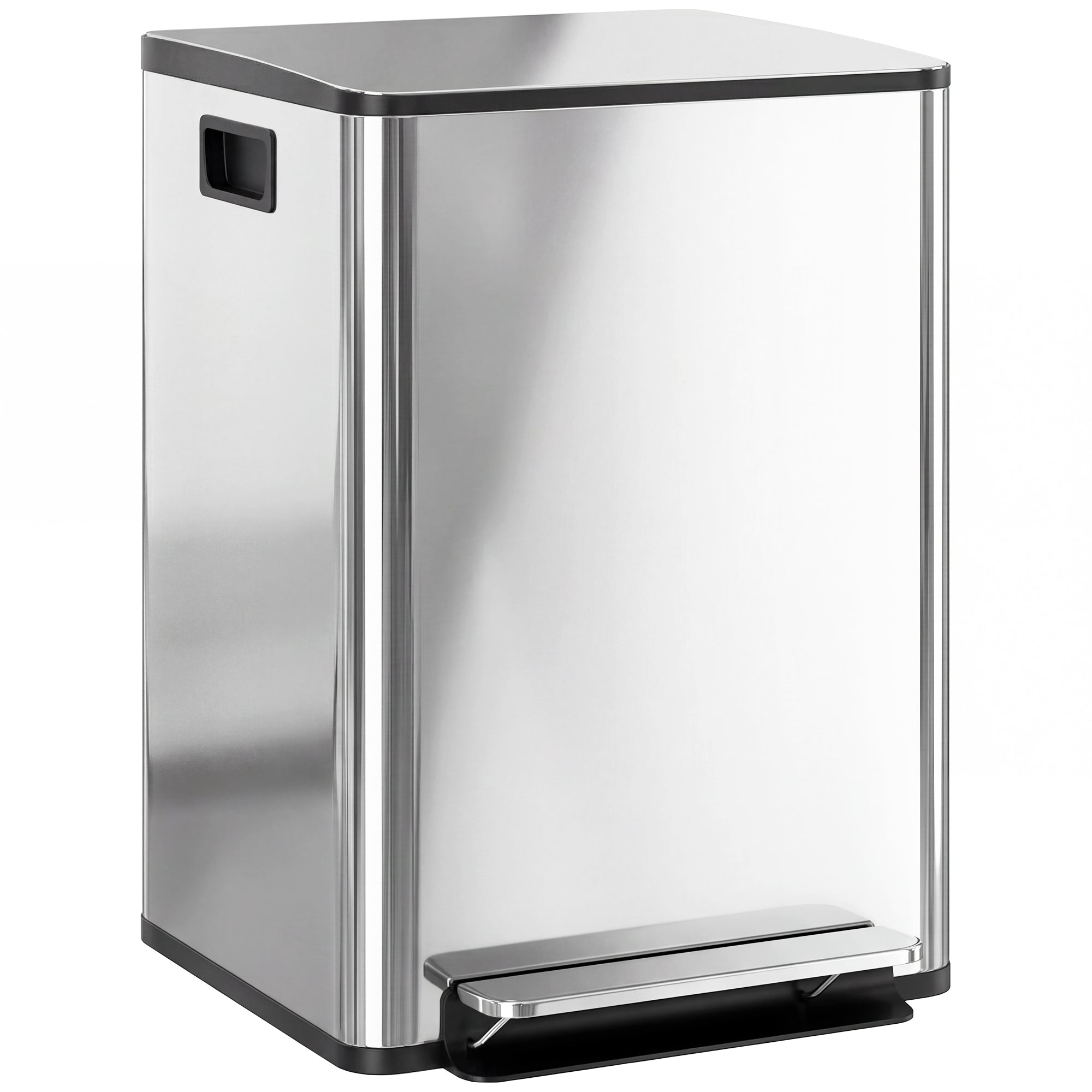 40L Dual Compartment Stainless Steel Bin, with Deodoriser Holders - Silver Tone
