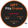 Replacement 12ft Trampoline Mat with 72 V-Hooks and Spring Pull Tool for 14cm Springs - Orange