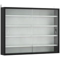 5-Tier Wall Display Cabinet, Wall Mounted Display Case w/ 4 Adjustable Shelves, Glass Doors, 60x80cm, Black and White