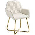 Modern Upholstered Arm Accent Chair with Metal Base - Cream White