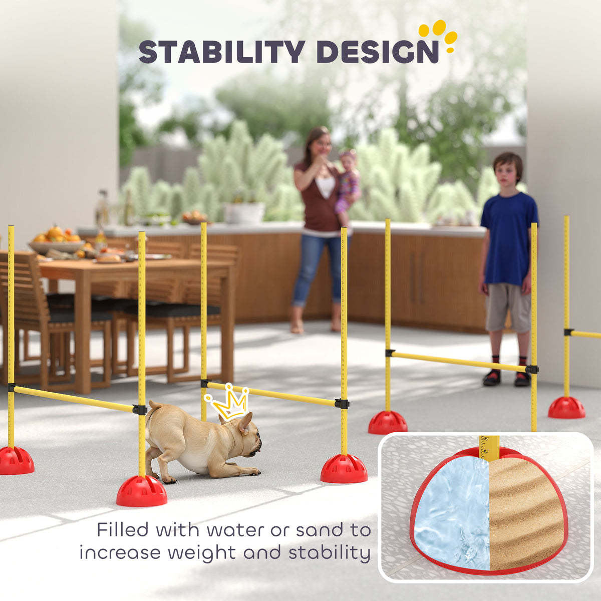 4 Piece Adjustable Dog Agility Hurdle Set with Carry Bag - Yellow