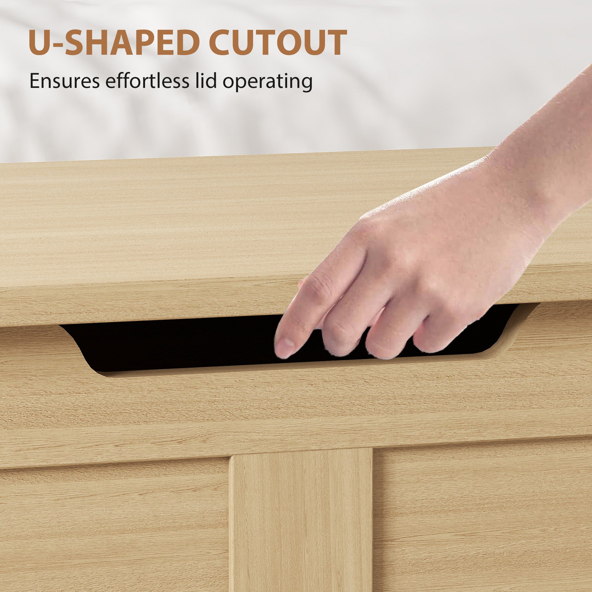 100L Home Storage Box, with Safety Hinges - Natural Wood Finish