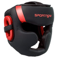 Boxing Headguard with Adjustable Strap for Full Face Protection Kickboxing Sparring Martial Arts - Red