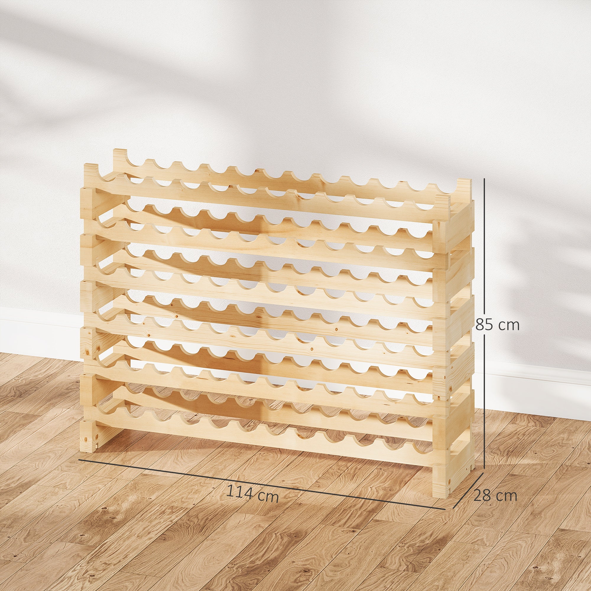 Six-Tier, 72 Bottle Wooden Wine Rack Set of 2 - Natural