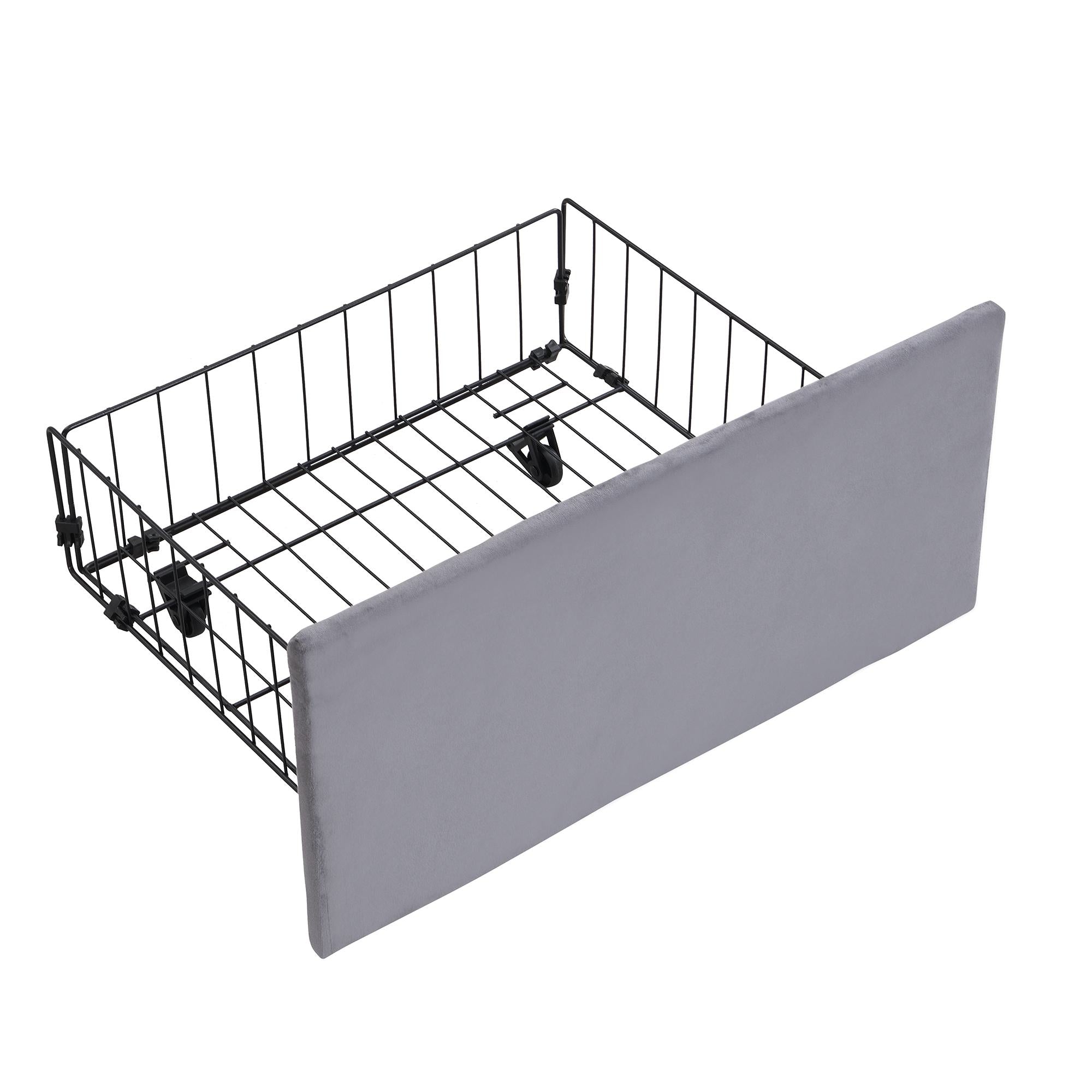 Upholstered Double Bed with Hydraulic Storage and Drawers - Grey Velvet