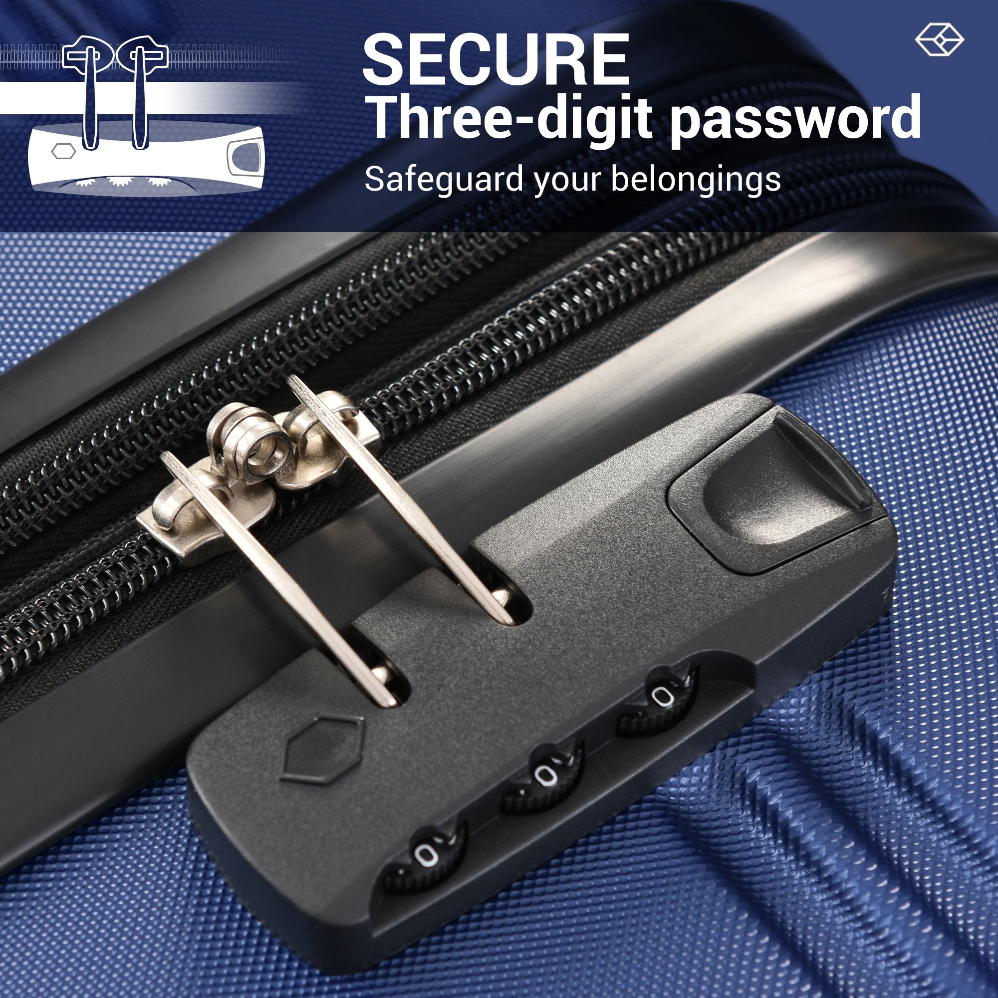 28" 4-Wheel ABS Hard Shell Travel Trolley Suitcase with Adjustable Handle, Luggage with Secure Lock, 52L × 32W × 78H cm, Deep Blue