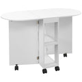 Four-Person Drop Leaf Dining Table with Wheels - White