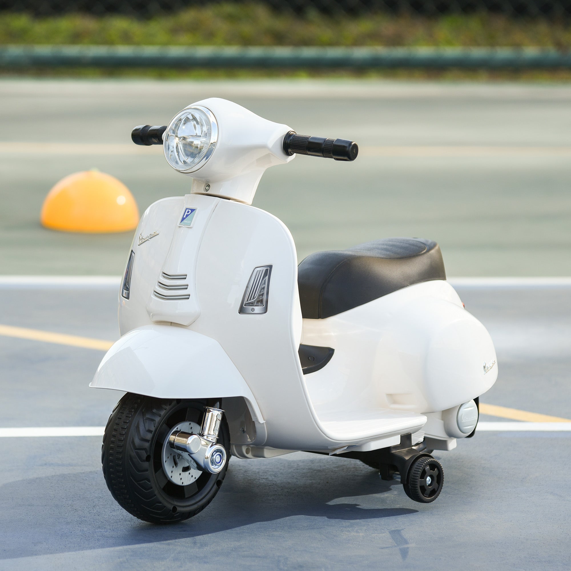 Vespa Licensed 6V Kids Electric Motorbike Ride On Motorcycle Battery Powered for 18-36 Months with Horn Headlight White