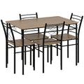 Modern 5-Piece Dining Table Set for 4 with Rectangle Oak Table and Steel Frame - Oak
