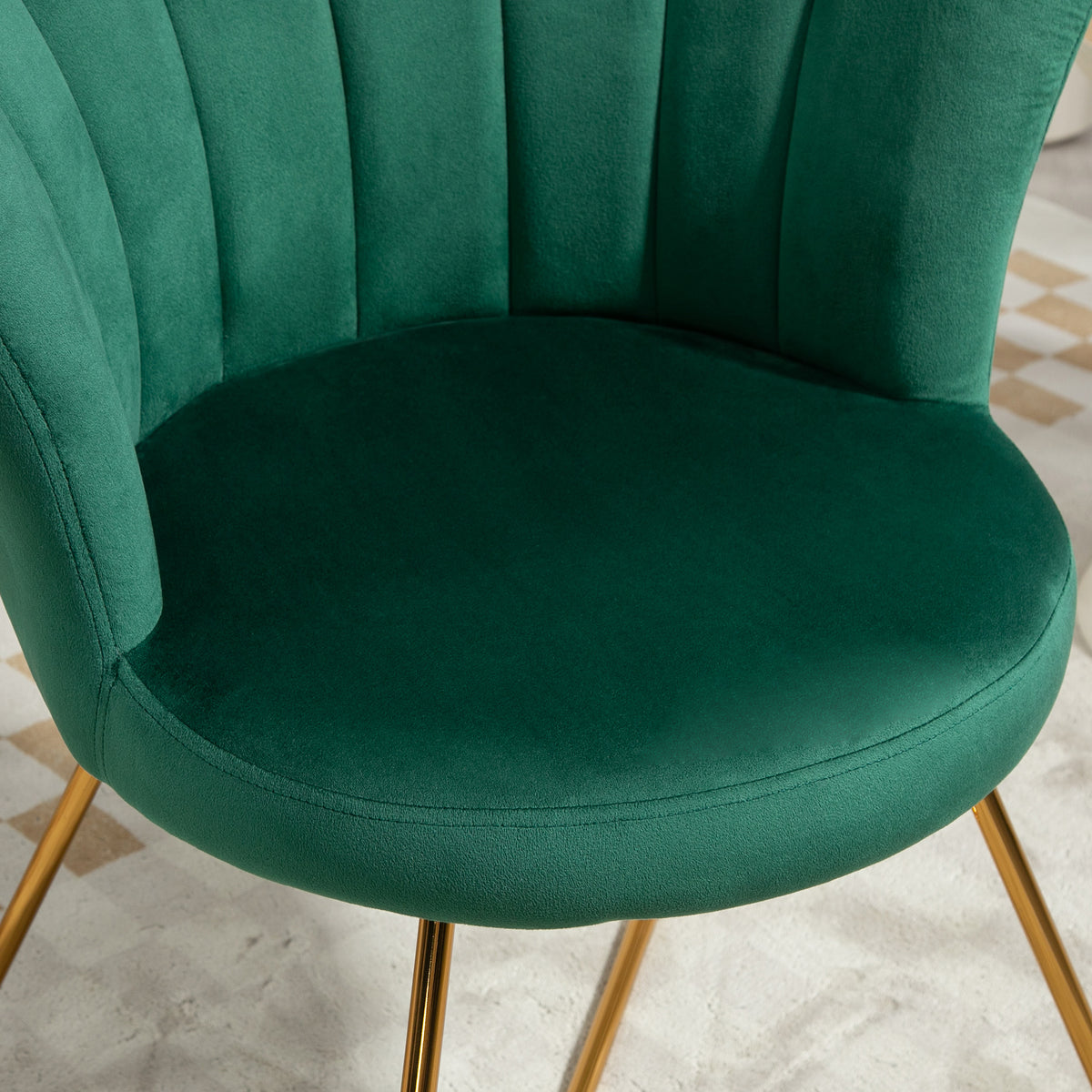 Velvet-Feel Lotus Petal Accent Chair with Steel Legs - Green