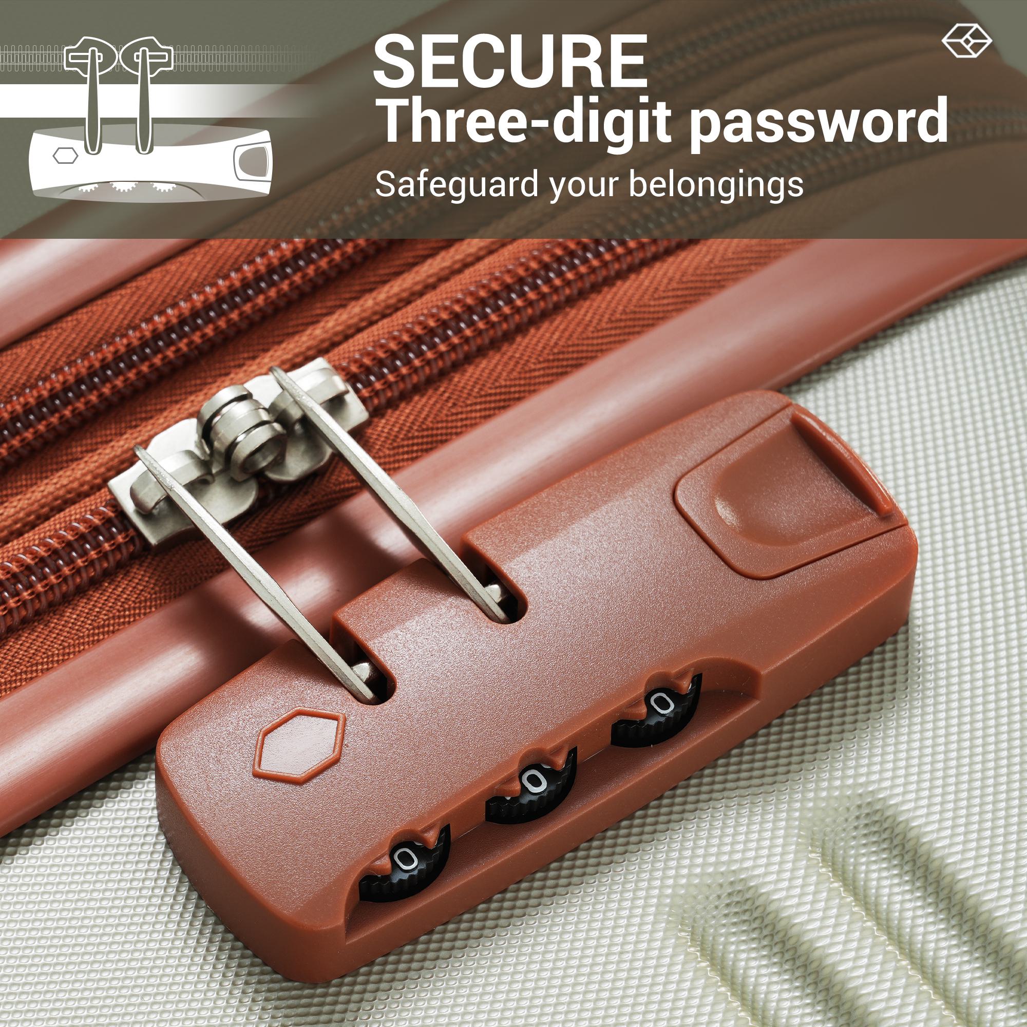 24" 4-Wheel ABS Hard Shell Travel Trolley Suitcase with Adjustable Handle, Luggage with Secure Lock, 45L x 28W x 69H cm, Brown+Green