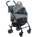 Pet Stroller, Foldable Dog Cat Stroller with Detachable Carrier, Wheels, Storage Basket, Secure Leash