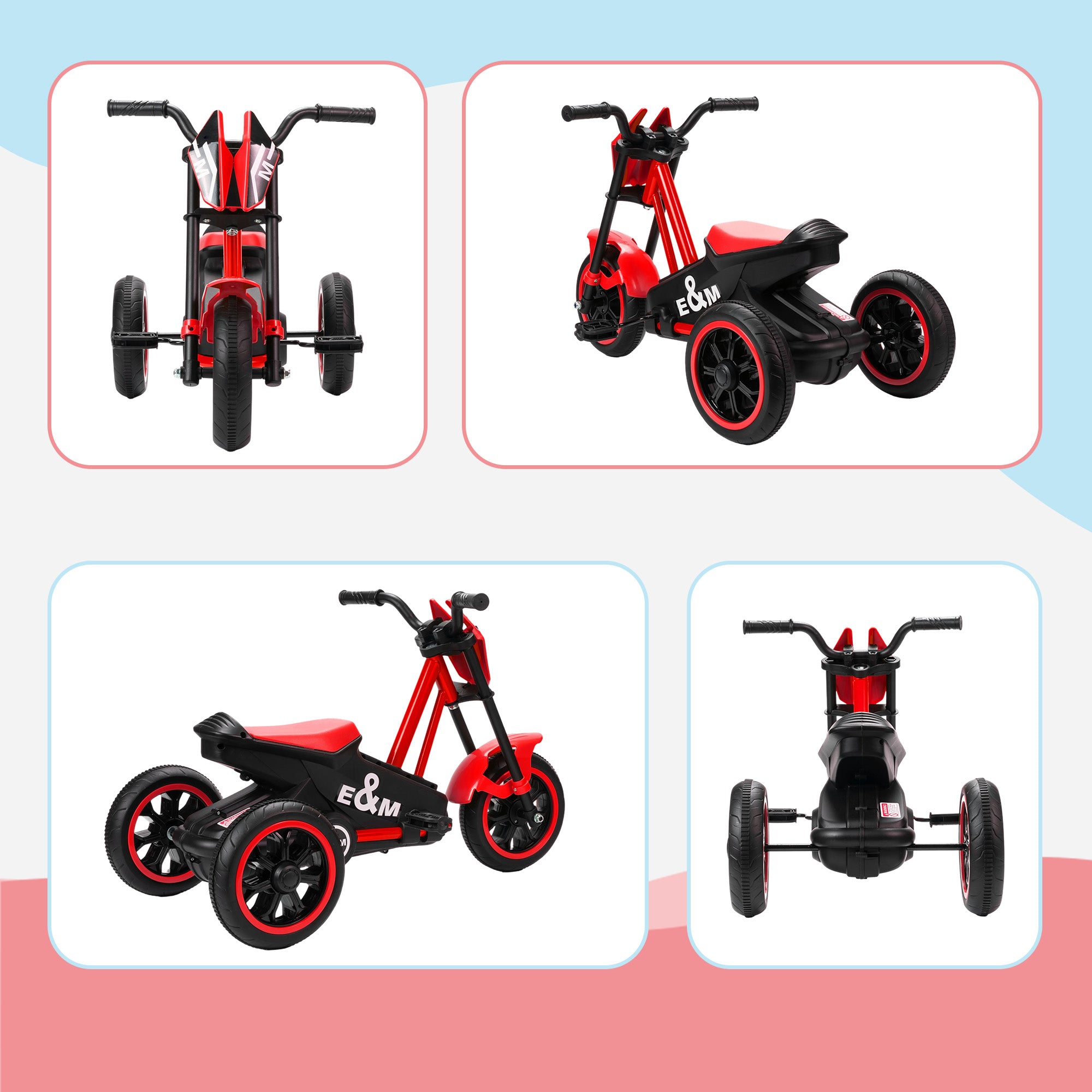 Kids Tricycle Baby Trike, Kids Trike with Pedal, 3 Wheel Toddler Balance Bike for Indoor Outdoor Use, Red