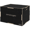 3 Piece Adjustable Wooden Step Up Box Set for Home Gym - Black