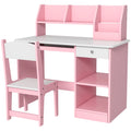 Kids 2 Piece Desk and Chair Set with Storage - Pink