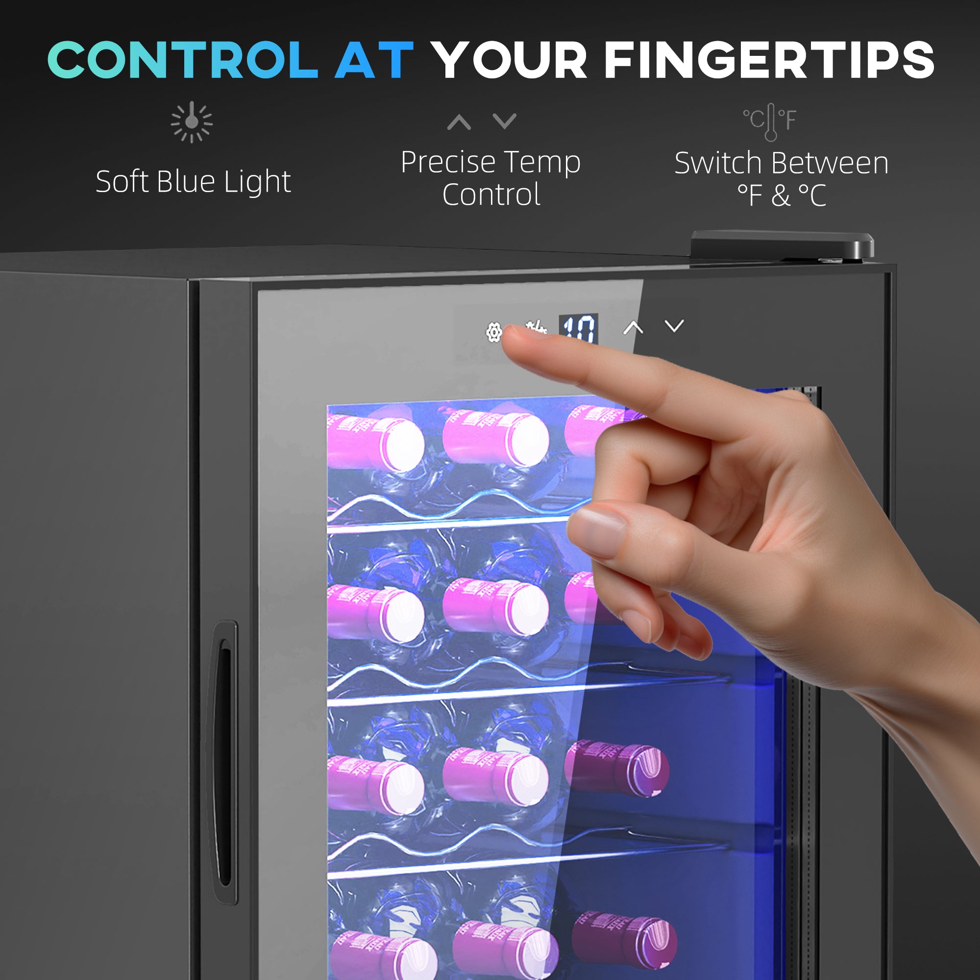 20 Bottle 5-18℃ Countertop Wine Fridge - Black