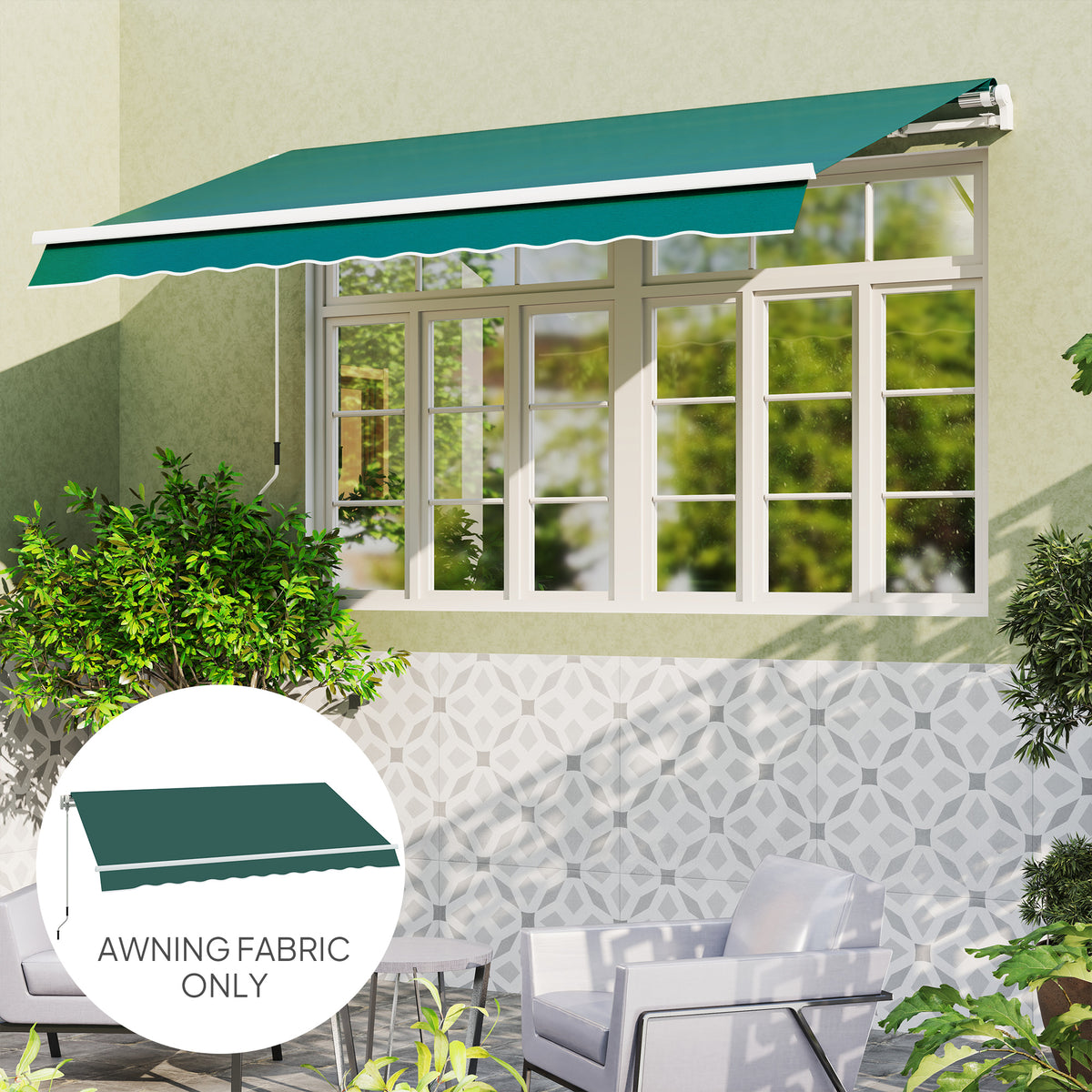 Awning Replacement Canopy Fabric 3 x 2.5 m UPF 50+ - Green