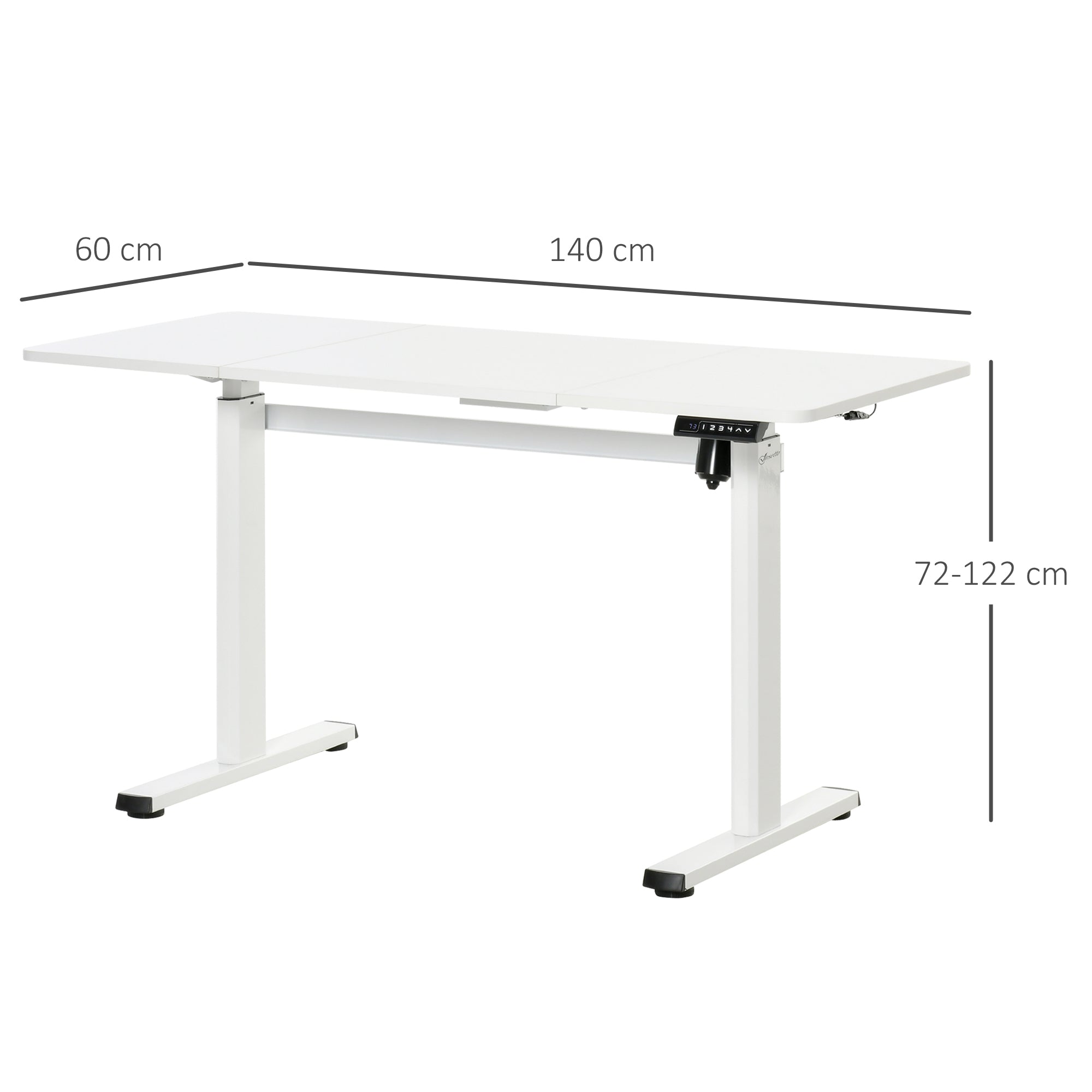 Electric Height Adjustable Standing Desk Sit Stand Desk with Large Desktop, Motor, Stand up Desk for Home Office, White