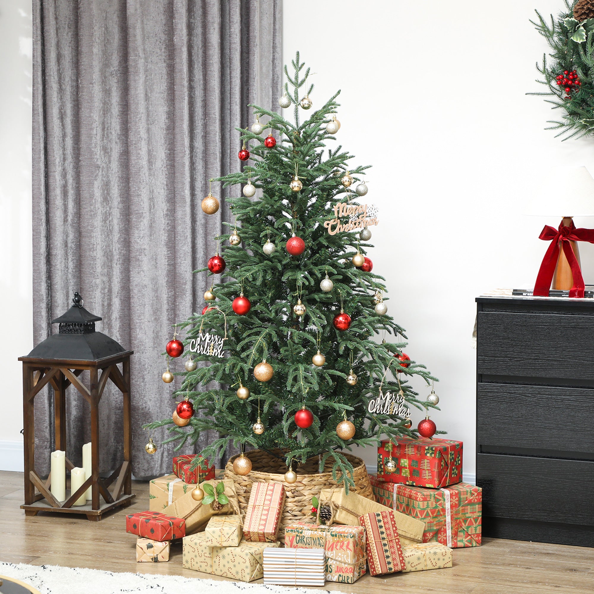 5 ft Full Spruce Christmas Tree with Realistic Dense Tips, Easy Assembly - Green