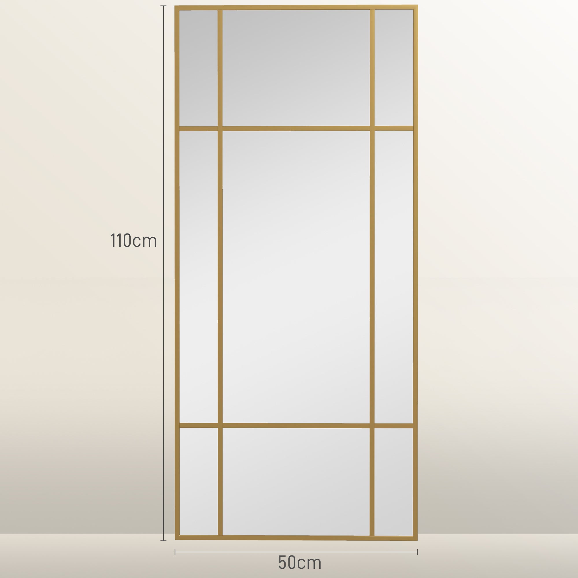 Decorative Grid Wall Mirror, with Back Hooks - Gold Tone